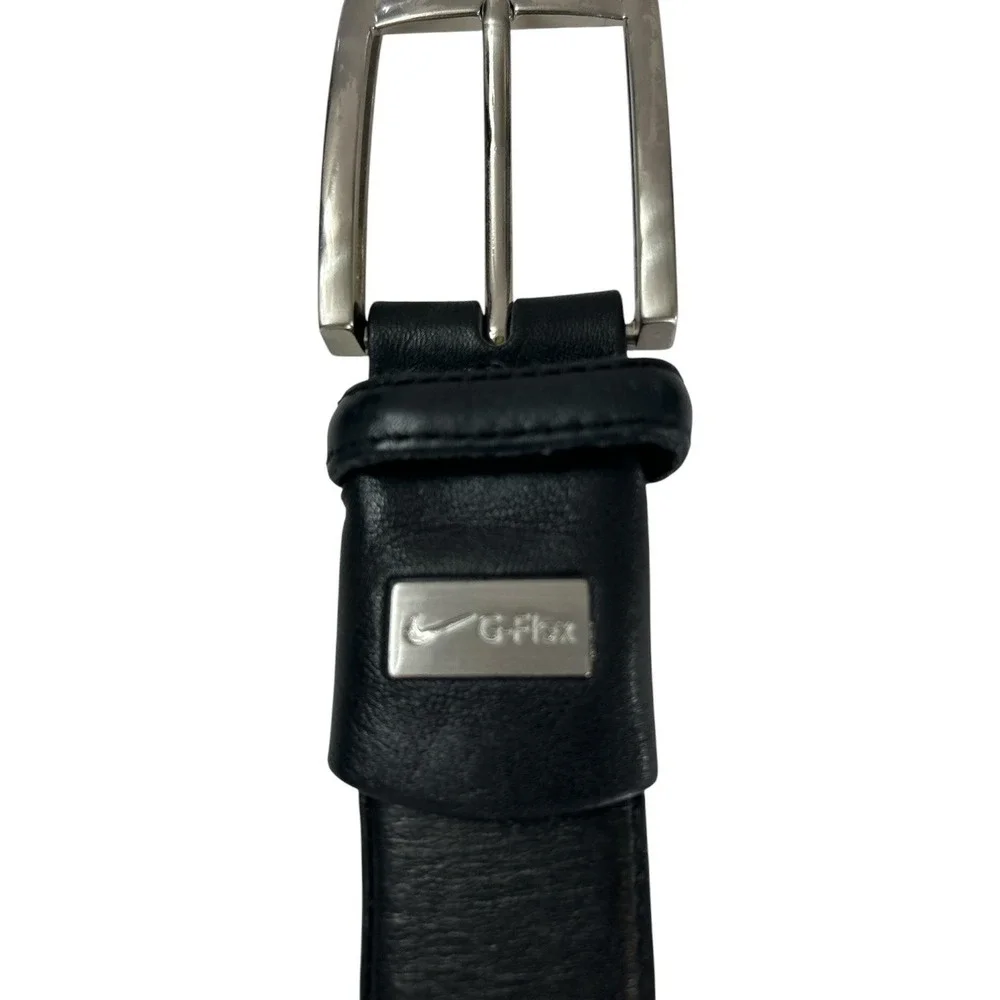 Nike Golf Tiger Woods TW G-Flex Mesh Black Leather Belt Sz 38 1207801